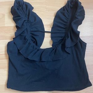 Superdown Frill Sleeve Open-Back Tank Top